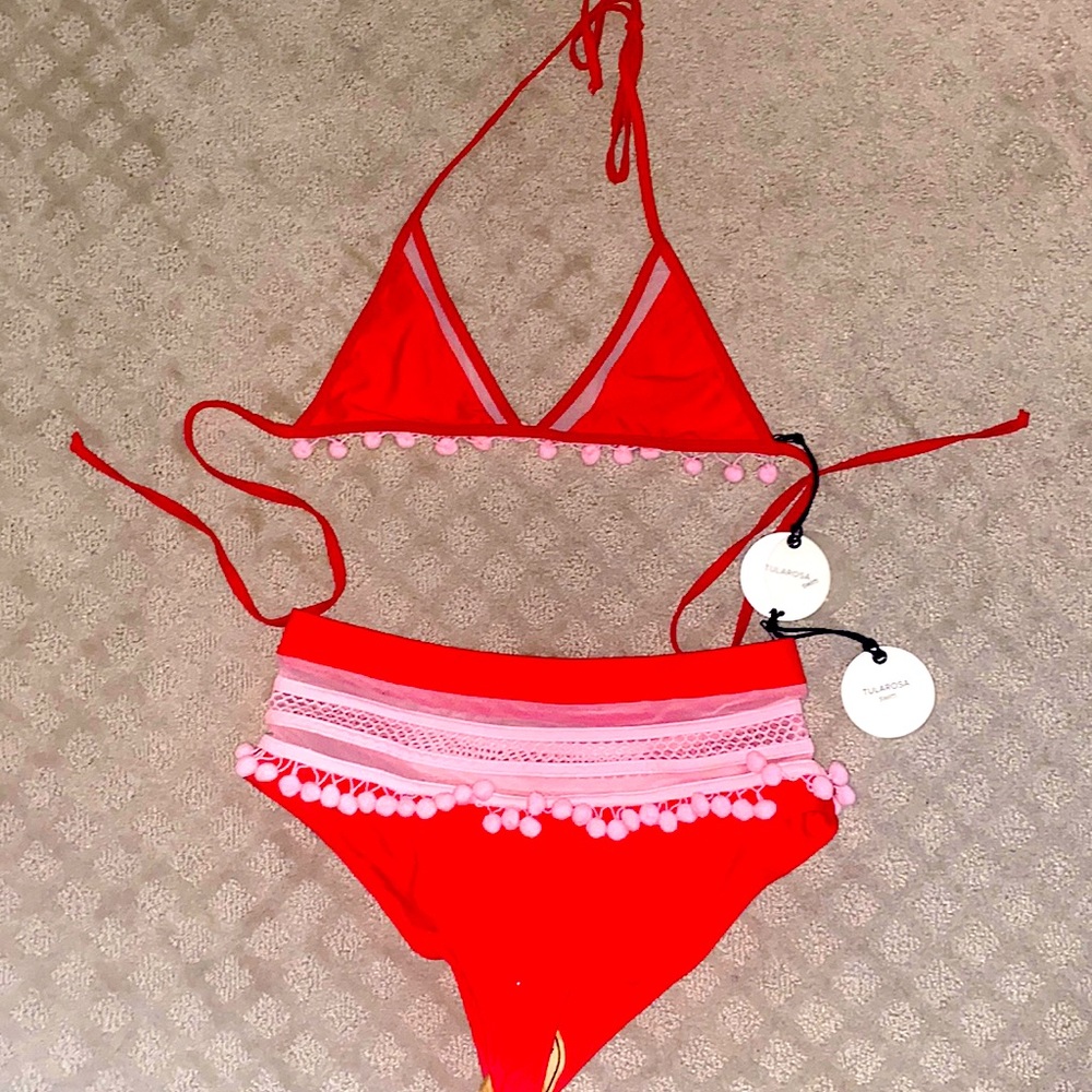 Tularose matching red and pink swimsuit